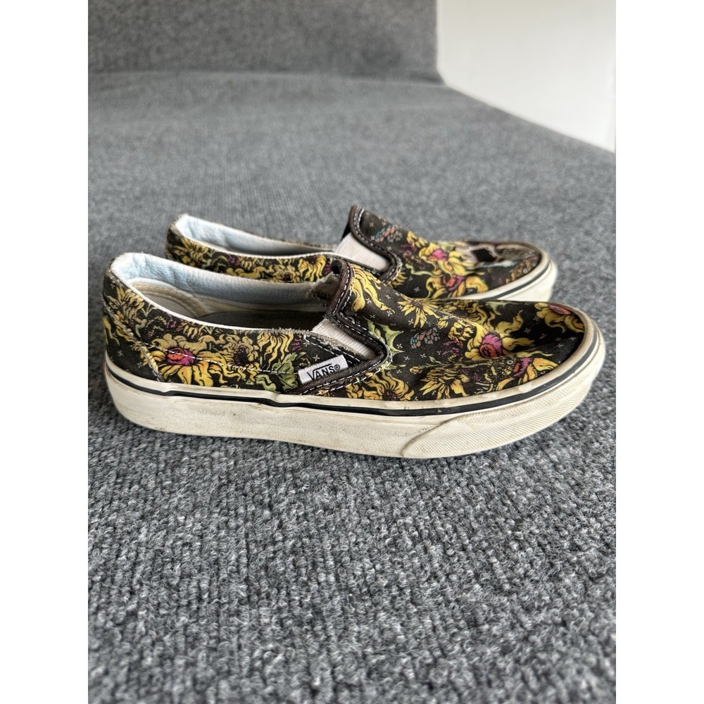 Vans Classic Beauty Skull Slip Ons Sunflowers Skate Mens 4 Women's 5.5. #3-3 - Picture 3 of 6